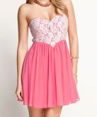vestido de renda chiffon rosa